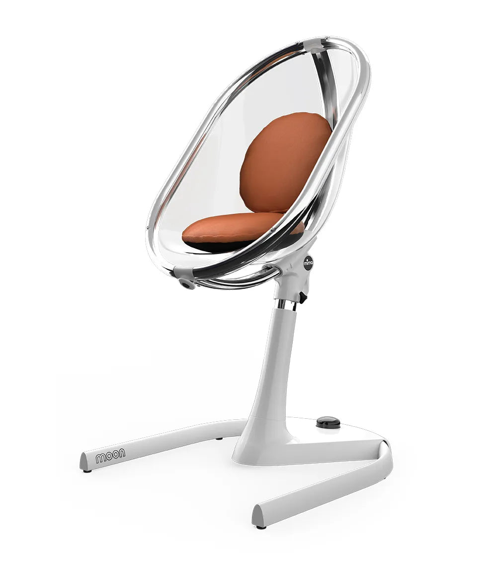 Mima Moon Full Set (Highchair + Seat Pad + Cushion Set + Footrest) - Camel - White Frame
