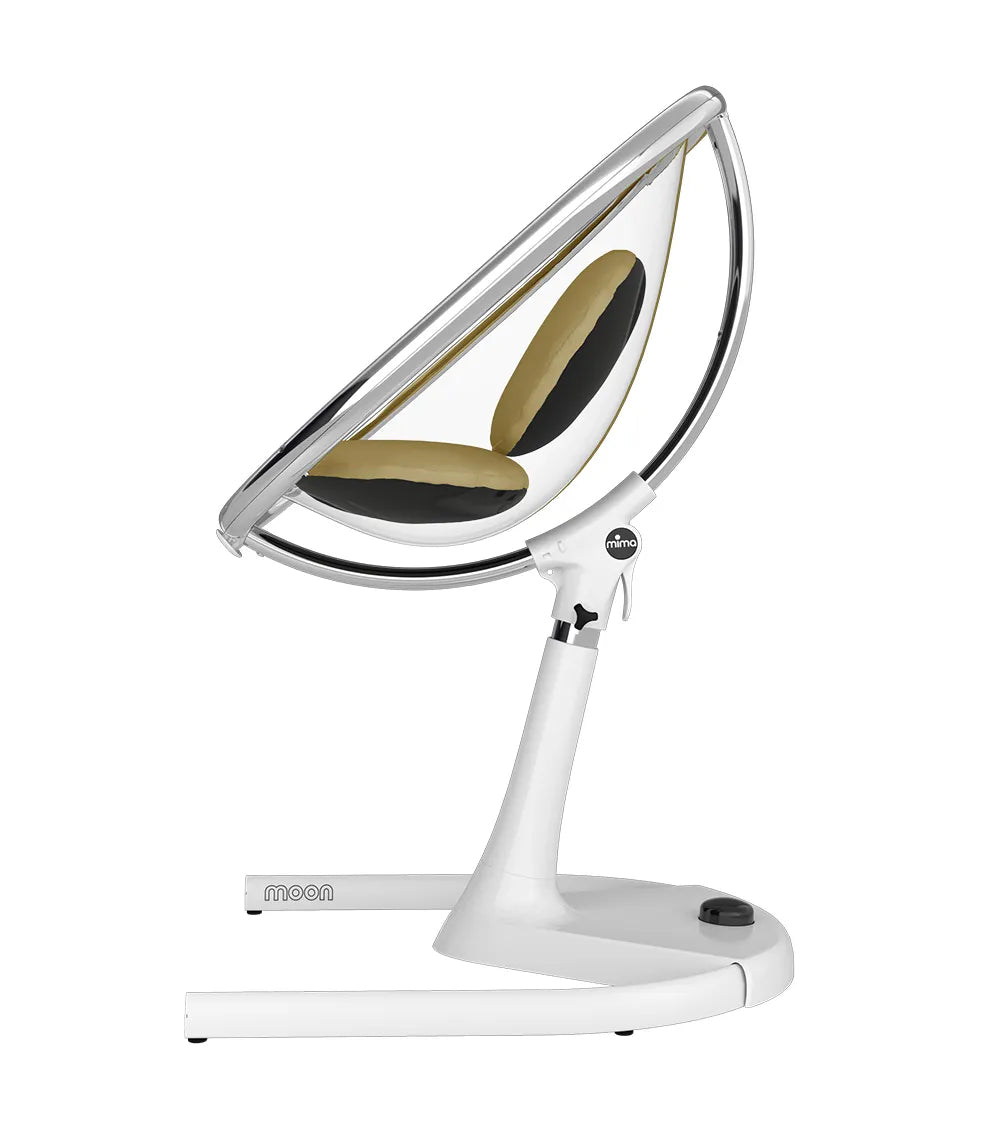 Mima Moon Full Set (Highchair + Seat Pad + Cushion Set + Footrest) - Champ Gold - White Frame