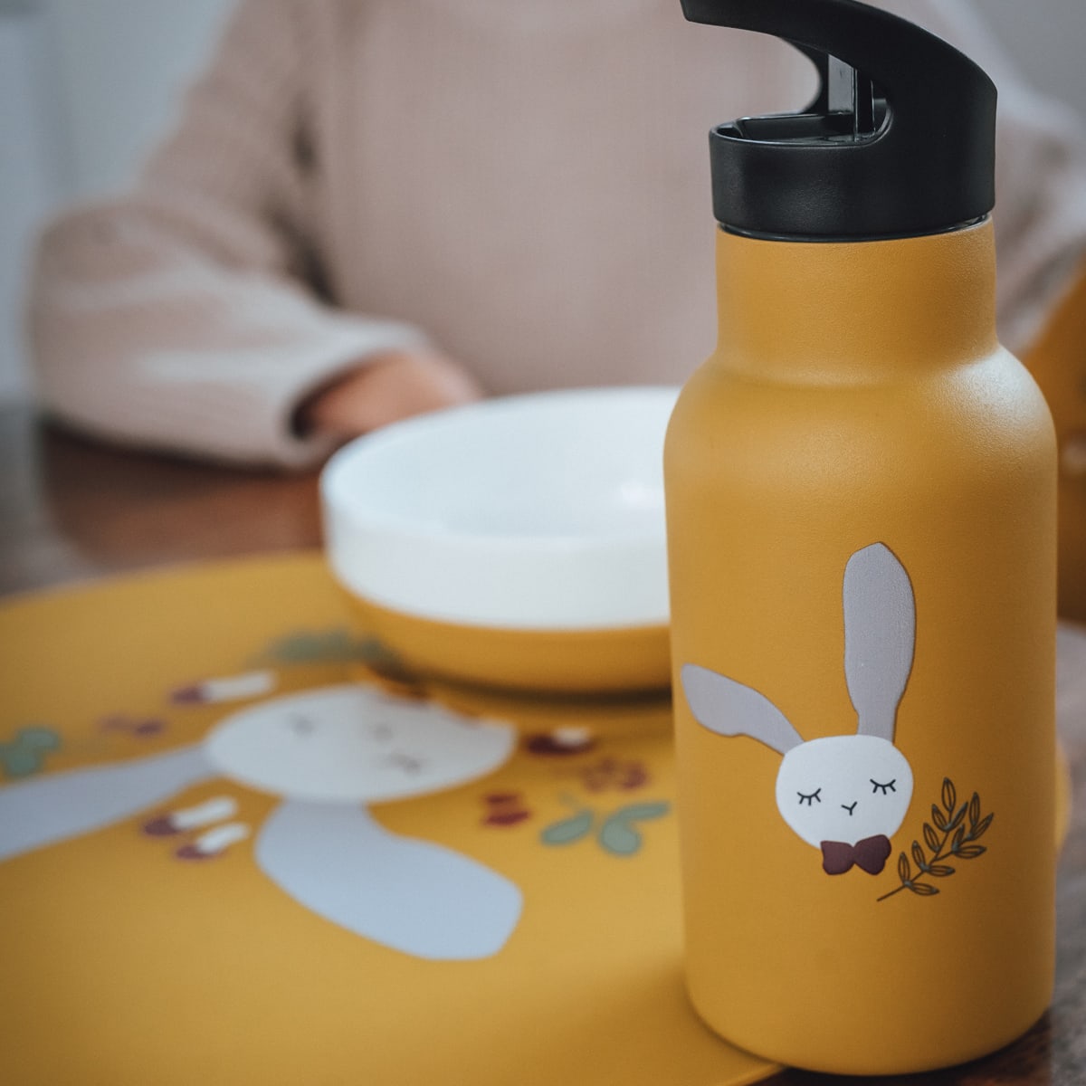 Drinking Bottle Rabbit Mustard