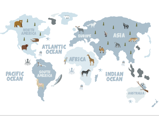 Elli Junior - Adorable huge world map, available in 3 colors