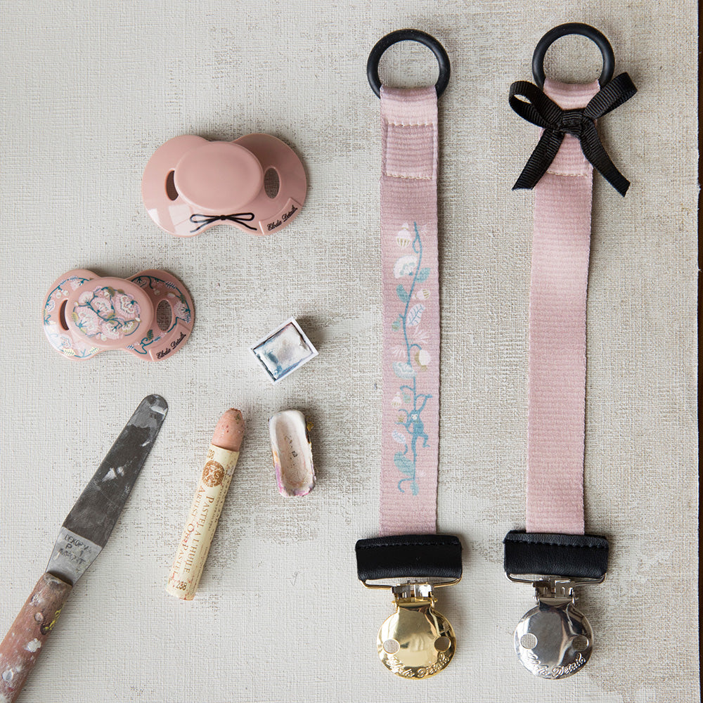 Pacifier Clip - Faded Rose Bells