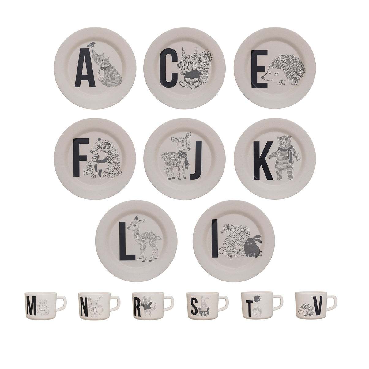 Mini Alphabet Letters Bamboo Cup and Plate