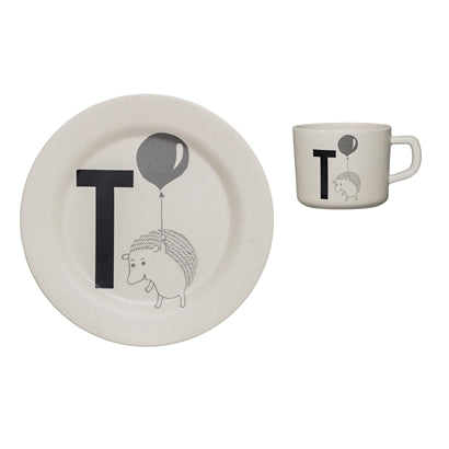 Mini Alphabet Letters Bamboo Cup and Plate