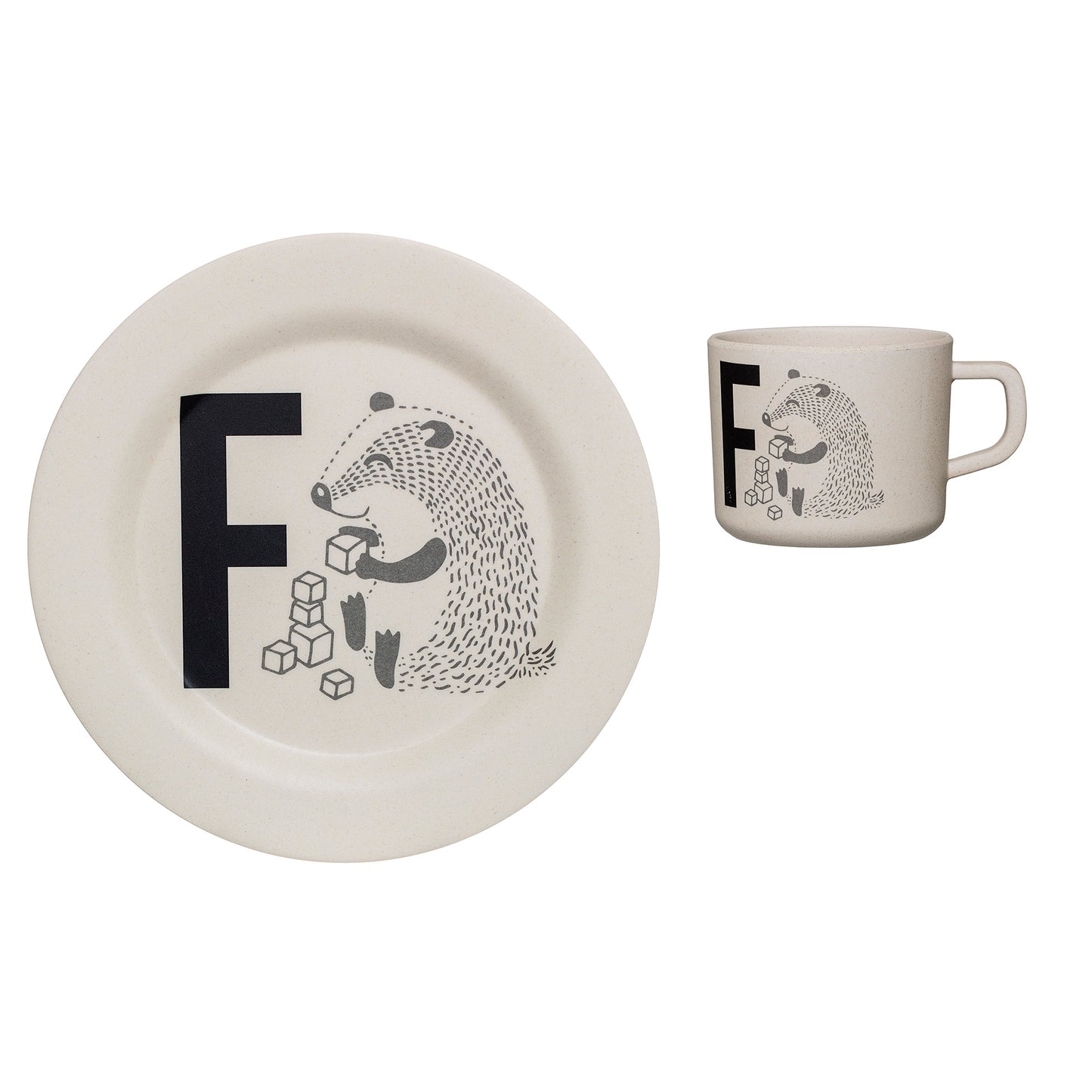Mini Alphabet Letters Bamboo Cup and Plate