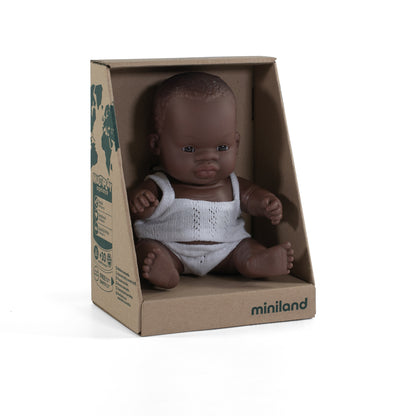 Miniland - Baby Doll African - Boy 21cm