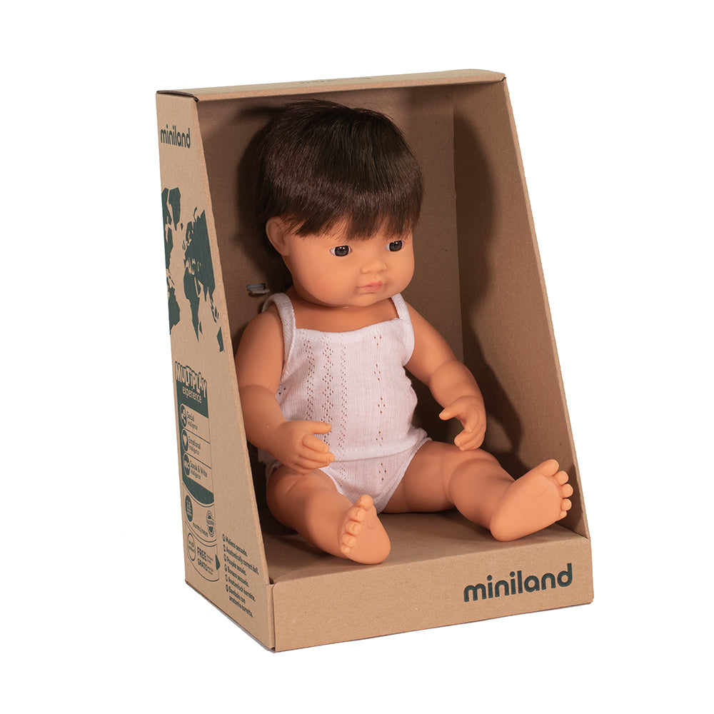Miniland - Baby Brown Hair - Boy or Girl  38CM