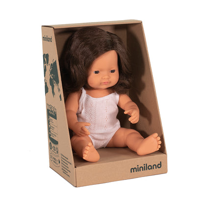 Miniland - Baby Brown Hair - Boy or Girl  38CM