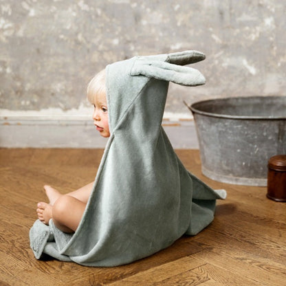 Hooded Towel - Mineral Green Bunny