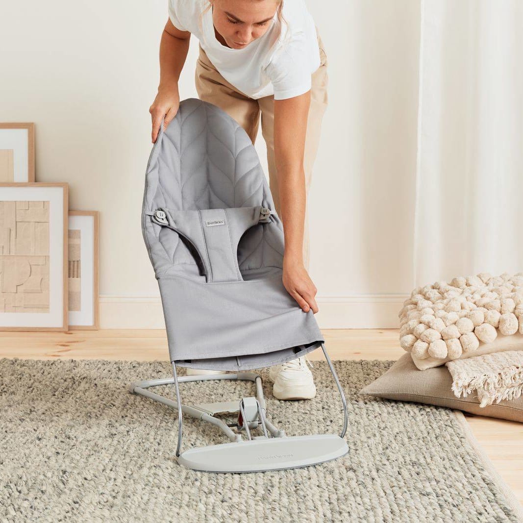 Bouncer Bliss - Cotton, Petal Quilt - Light Grey