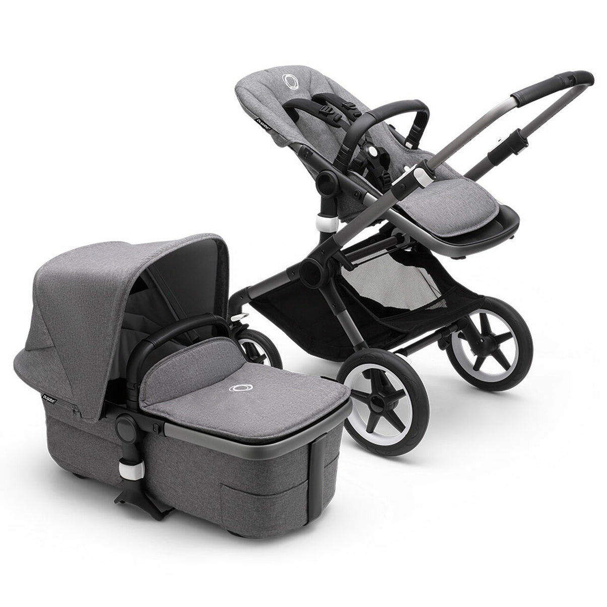 Bugaboo - Fox3 Complete Stroller in Graphite/Grey Melange-Grey Melange