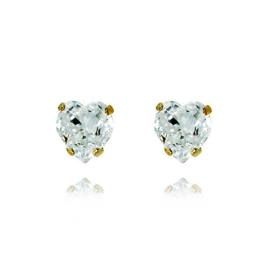 Girls Heart Earrings - Crystal