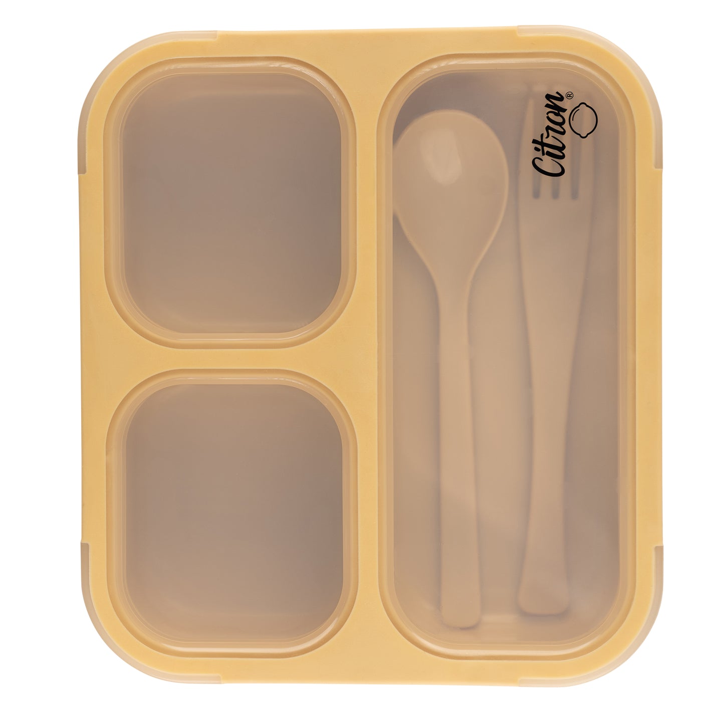 Lunchbox with Fork and Spoon - Yellow