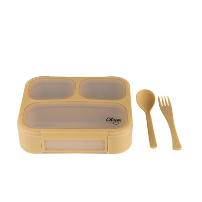 Lunchbox with Fork and Spoon - Yellow