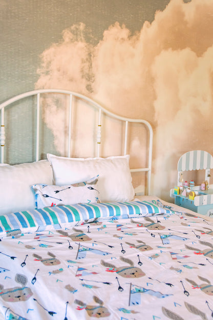 Elli Junior - 100% Organic Double Sided Duvet Cover Set Camp/Stripes (full size bed)