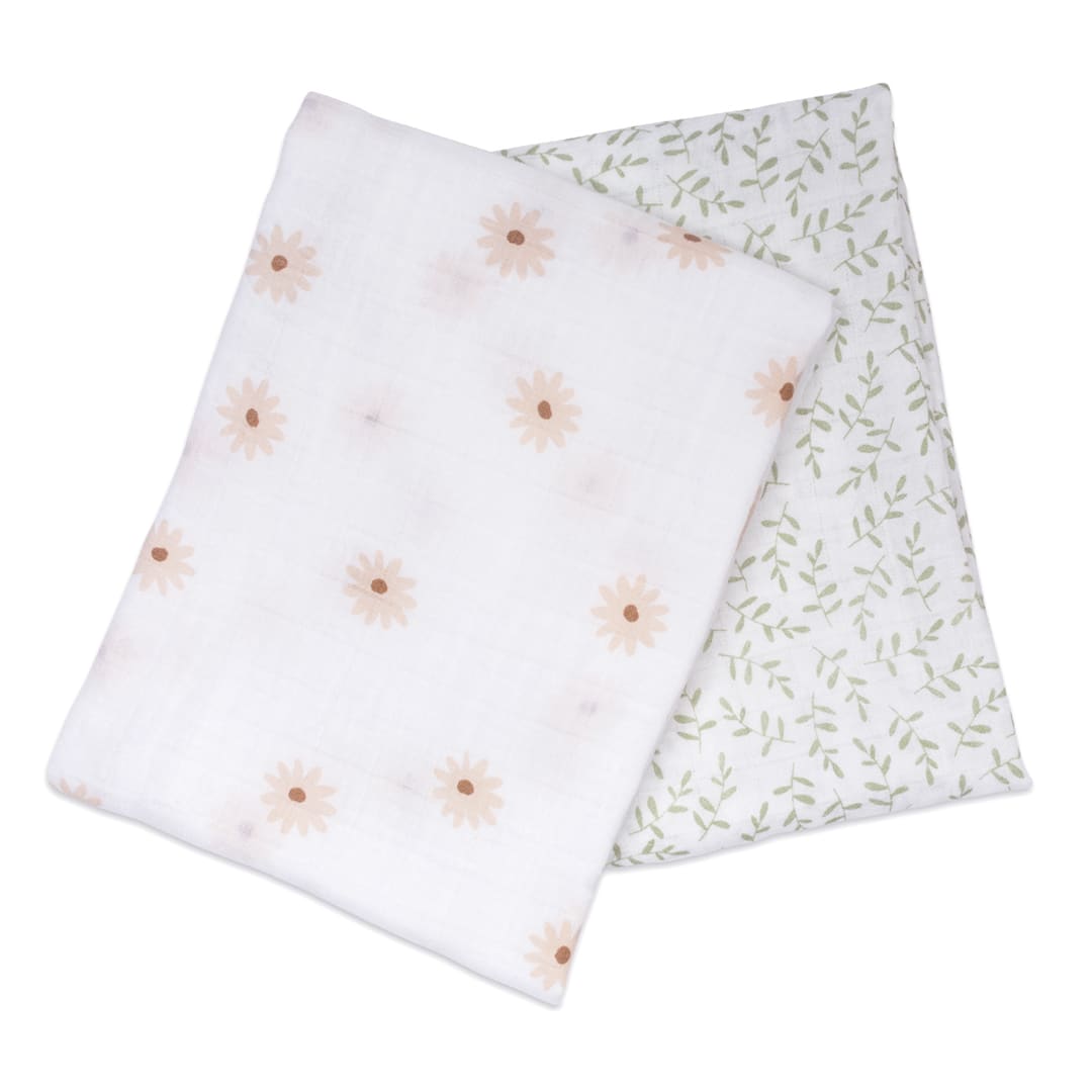 Cotton Swaddles - Daisy / Greenery