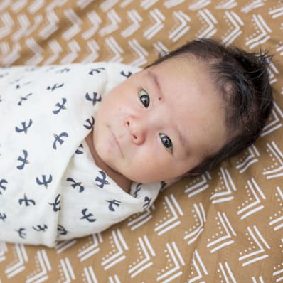 Cotton Swaddles - Mudcloth / Black Birds