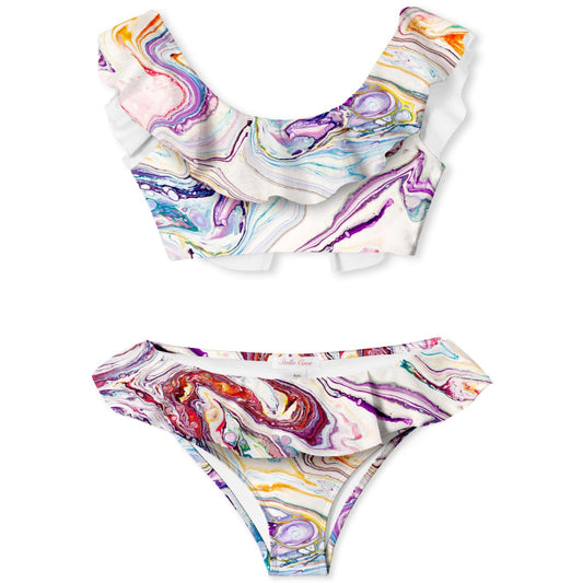 Marble Ice Cream Narrow Ruffle Bikini