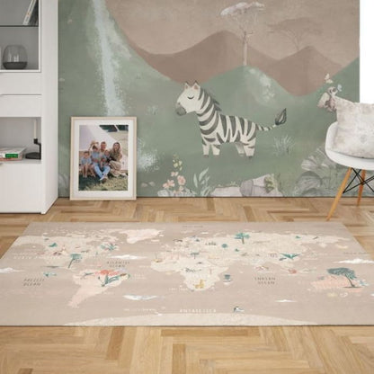 World Map Play Rug - 'Come Fly with me' Carpet (English)