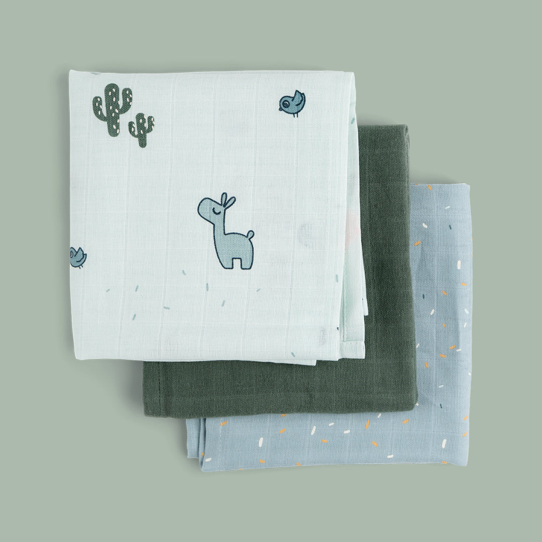 Burp cloth 3-pack GOTS Lalee Blue