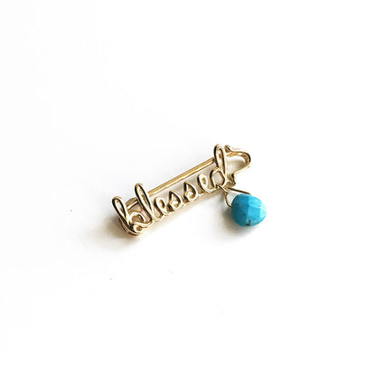 Safety Pin "blessed" 18k Gold