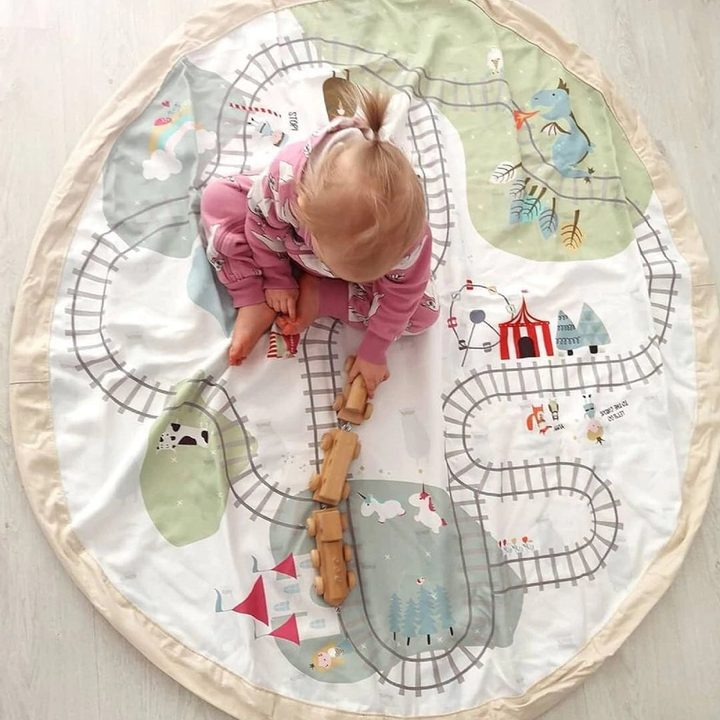 Play and Go - Playmat and Storage Bag - Train Map and Bear