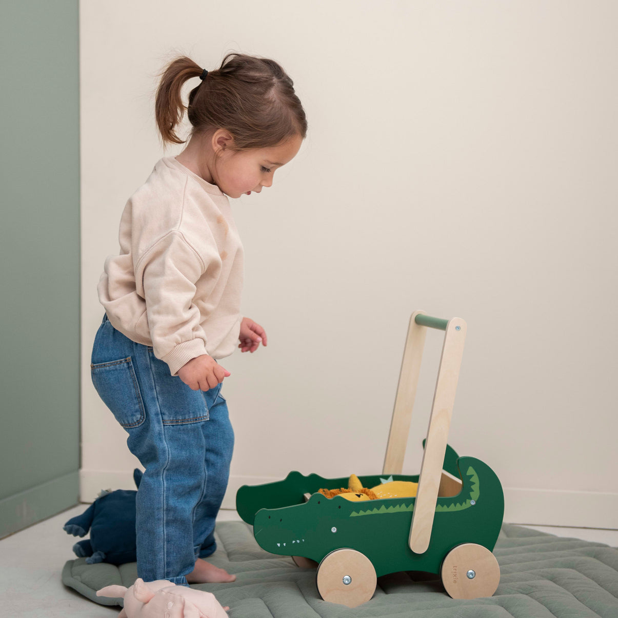Wooden Push Along Cart - Mr. Crocodile (NOT A Walker)