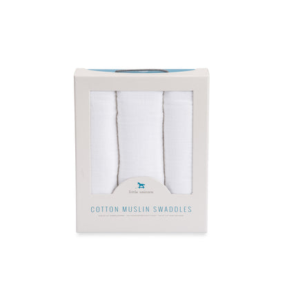 Cotton Muslin Swaddle 3 Pack Set - White