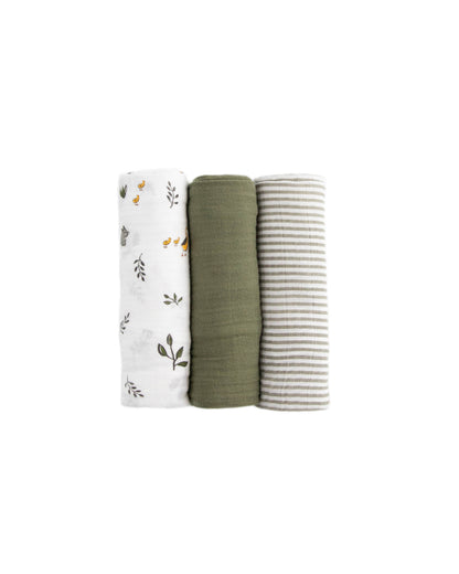 Cotton Muslin Swaddle 3 Pack Set - Forest Friends 2
