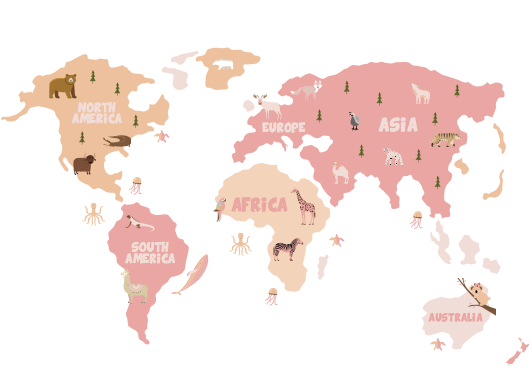 إيلي جونيور -خريطة عالم ضخمة فاتنة، متاحة في 3 ألوان