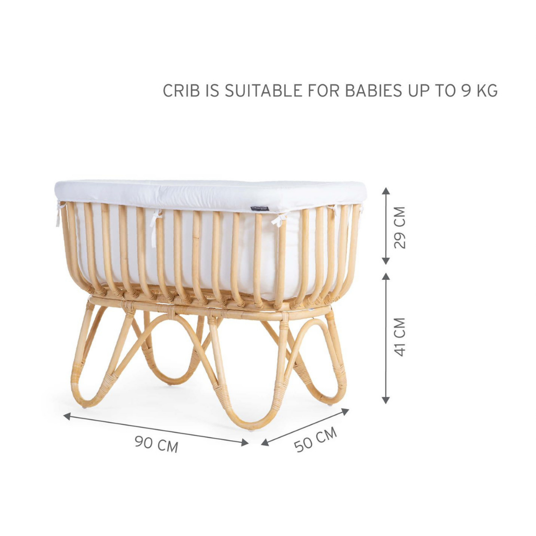 Childhome  - Rattan Cradle 80x40 + Mattress + Cover Off White