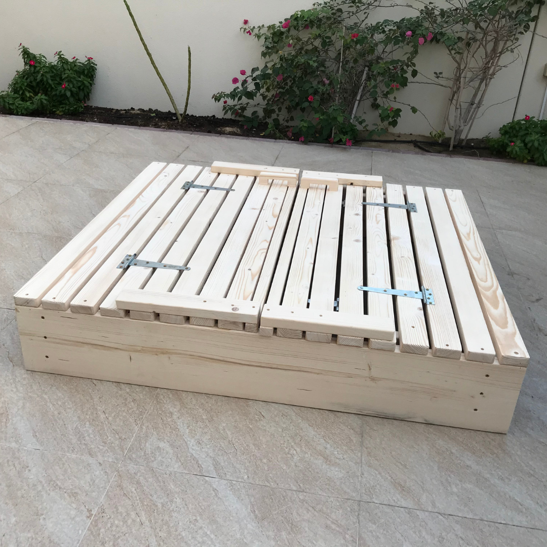 Sand Pit with lid that folds into a bench