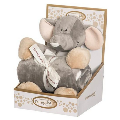 Teddykompaniet - Gift Set - Diinglisar with Blanket - Elephant