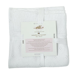 Elli Junior - Huge Knitted Blanket in Organic Cotton, White