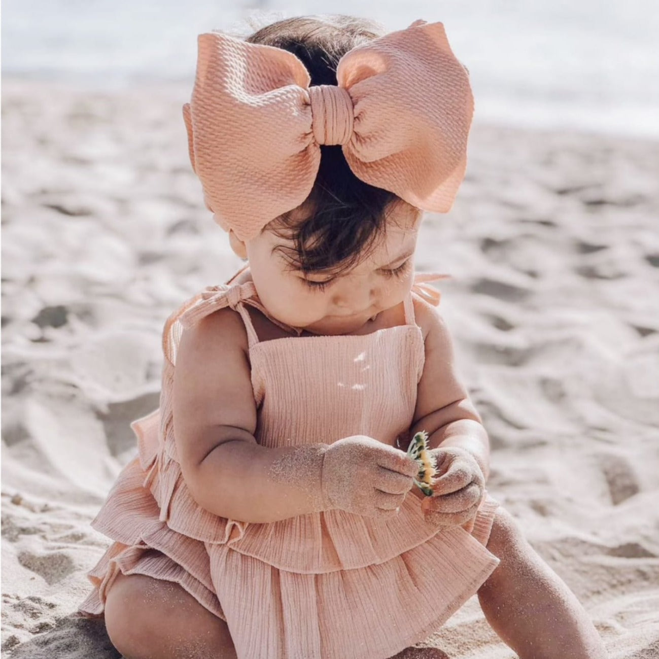 Single Oversized Head Wrap Bow Coral