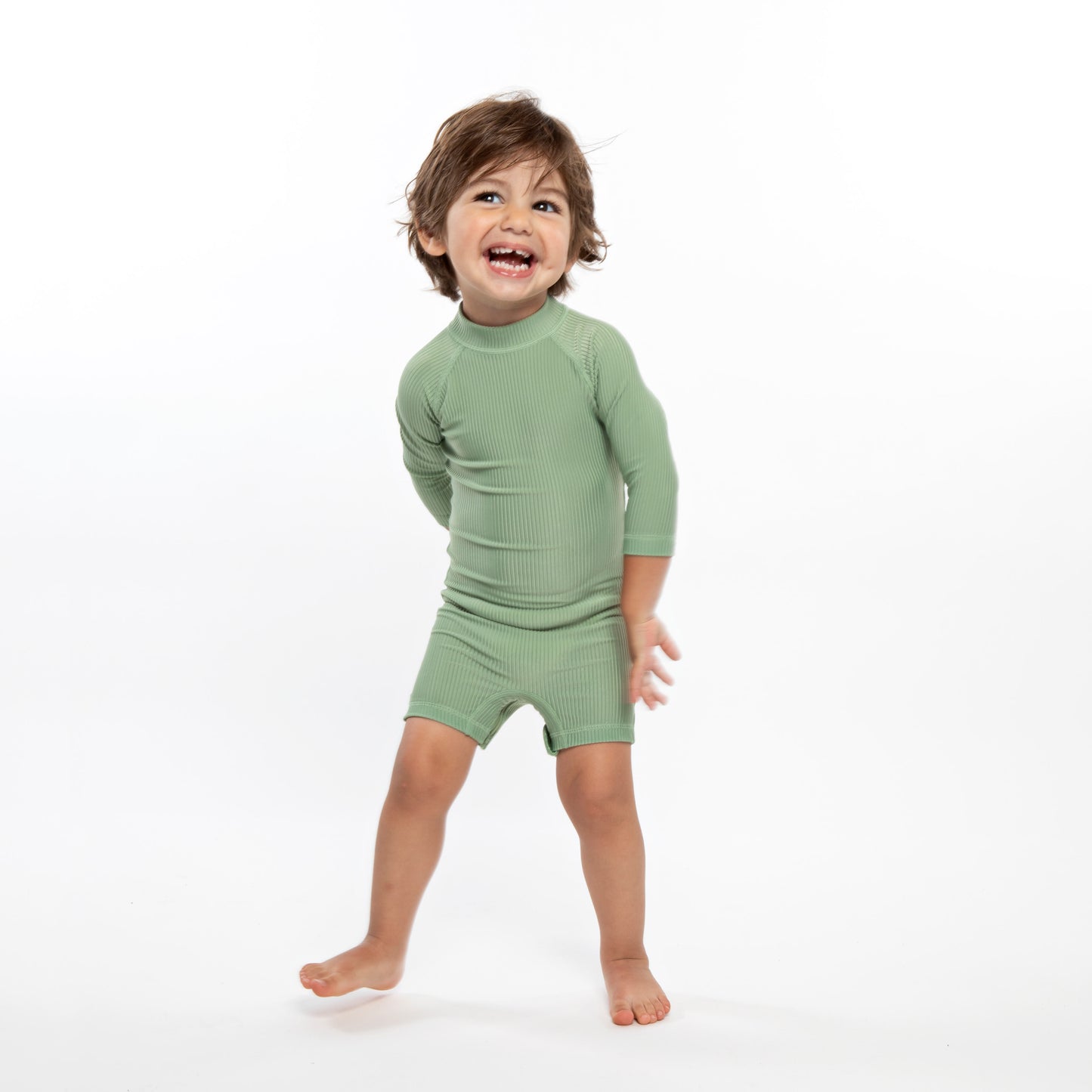 Basil Ribbed Baby Suit  Long Sleeve