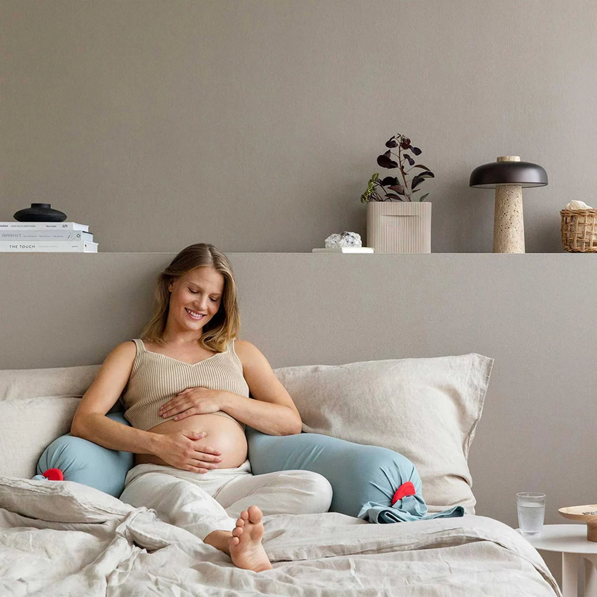 Pregnancy Pillow in Eucalyptus / Coral