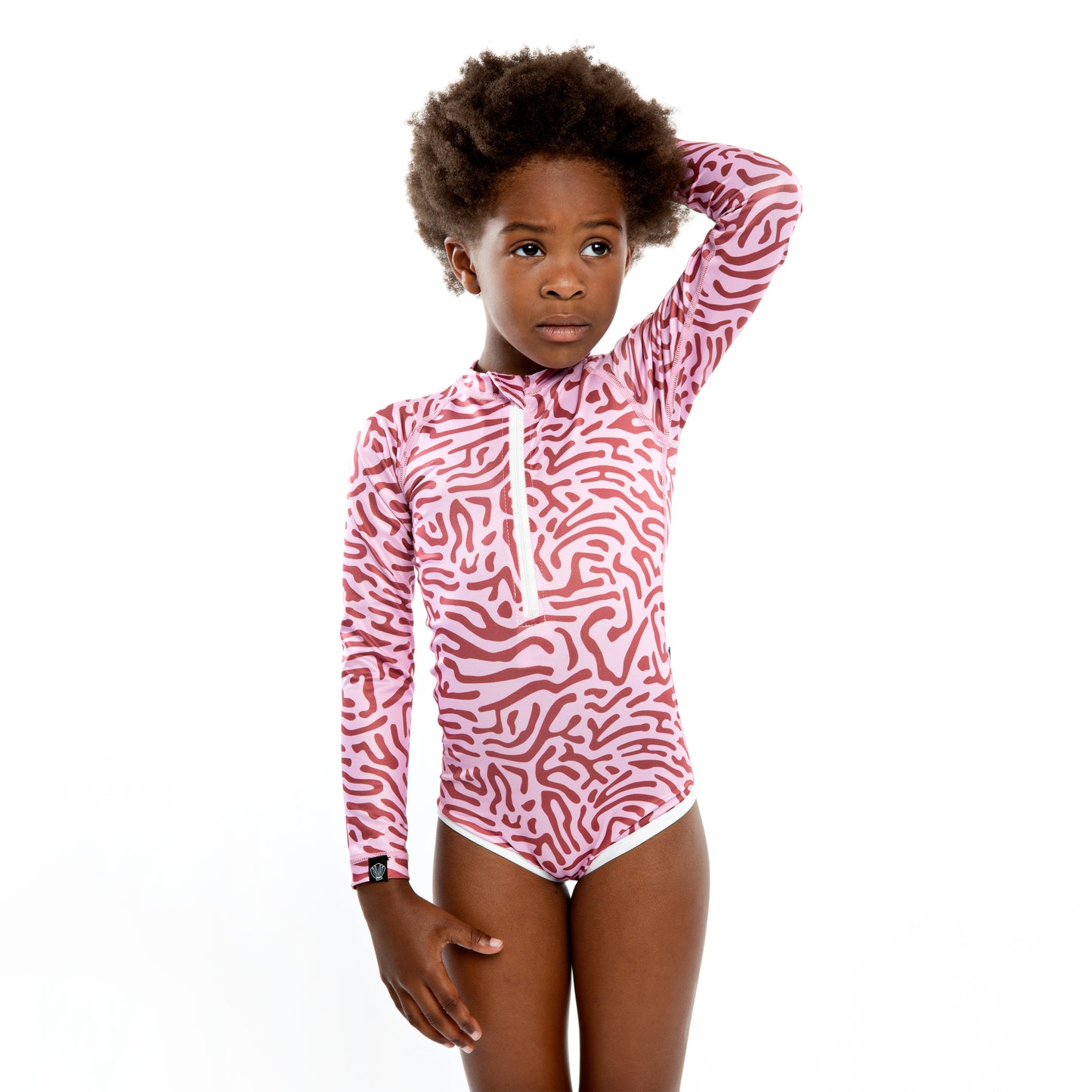 Coral Floral Swimsuit  Long Sleeve