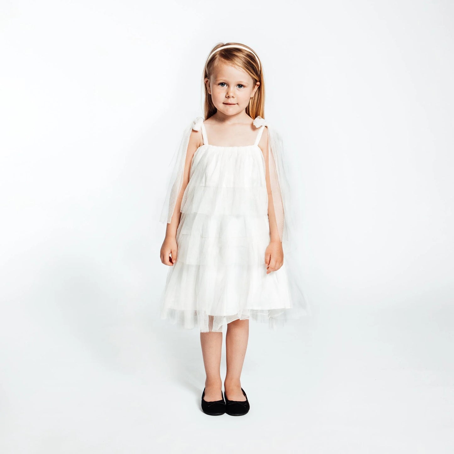 Draped Tulle Dress - White