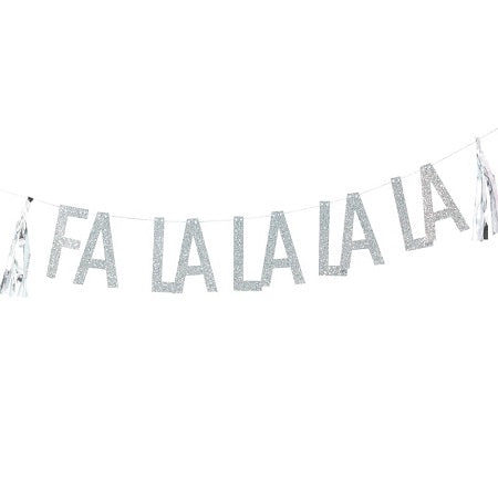 Ginger Ray - SILVER GLITTER FA LA LA BUNTING
