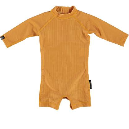 Golden Ribbed Baby Swimsuit  Long Sleeve