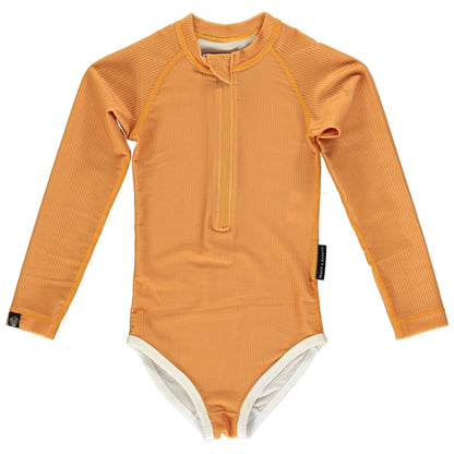 Golden Ribbed Swimsuit  Long Sleeve