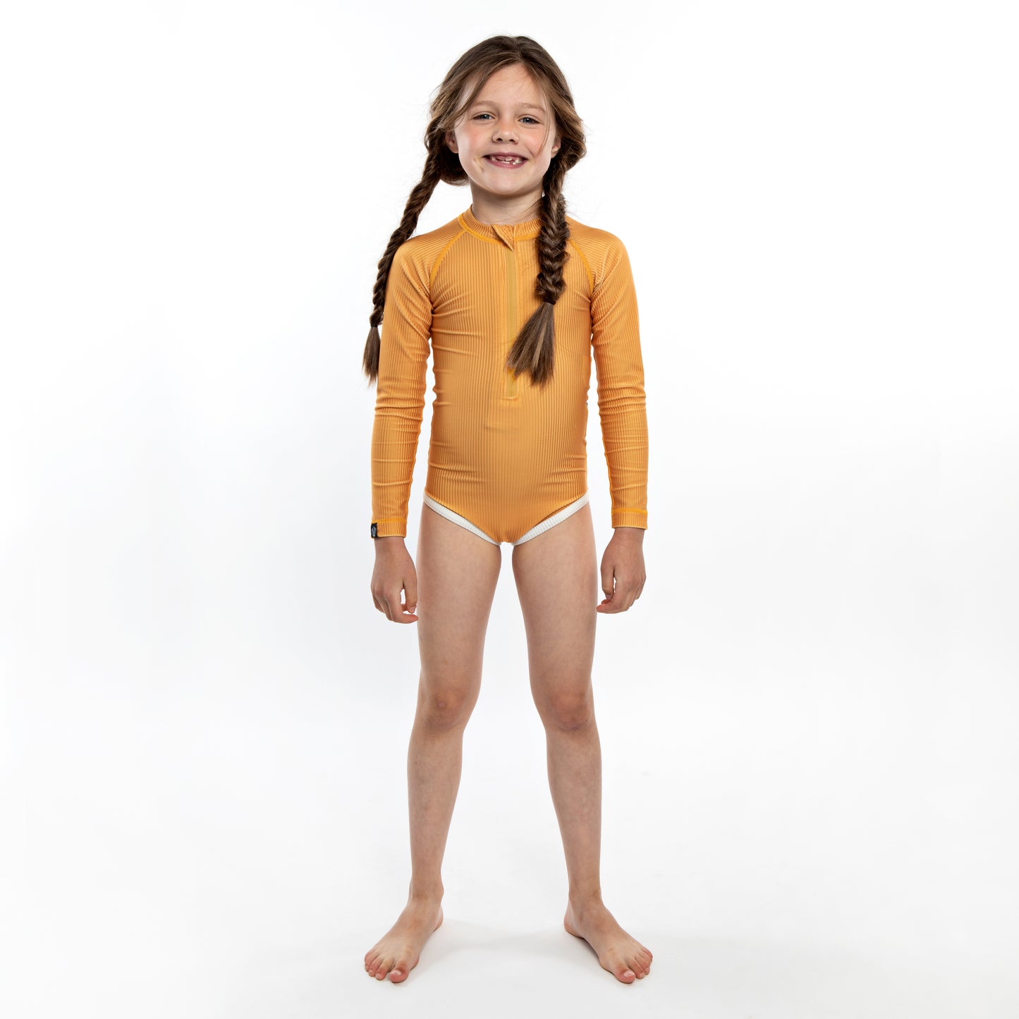 Golden Ribbed Swimsuit  Long Sleeve