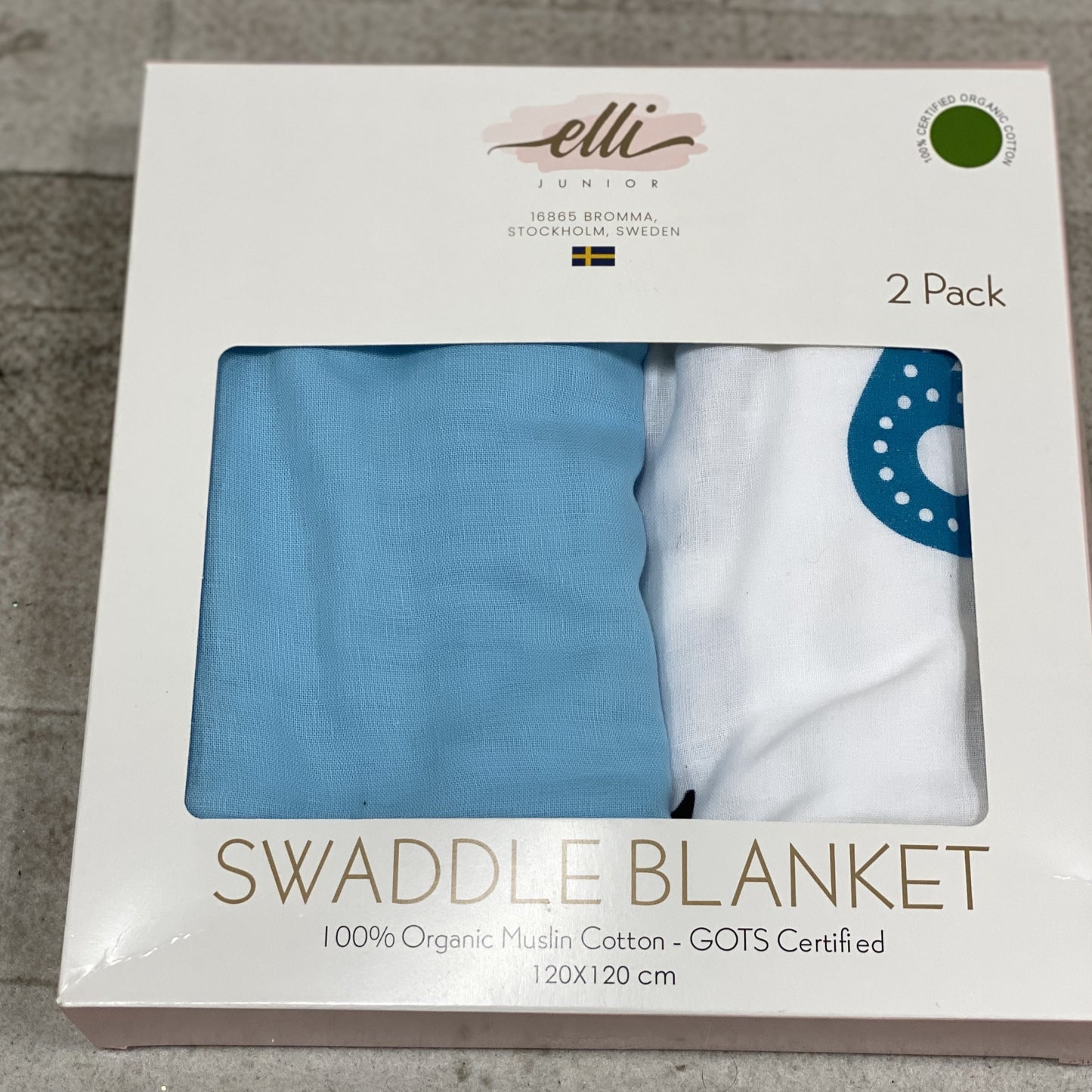 Elli Junior - Set of 2, 100% organic cotton blankets (sky blue + milestone)