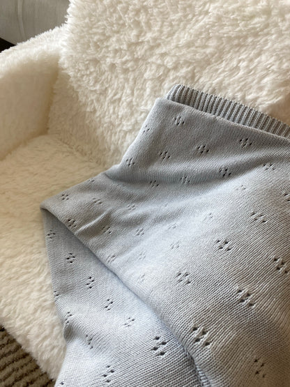 Elli Junior - Huge Knitted Blanket in Organic Cotton, Grey