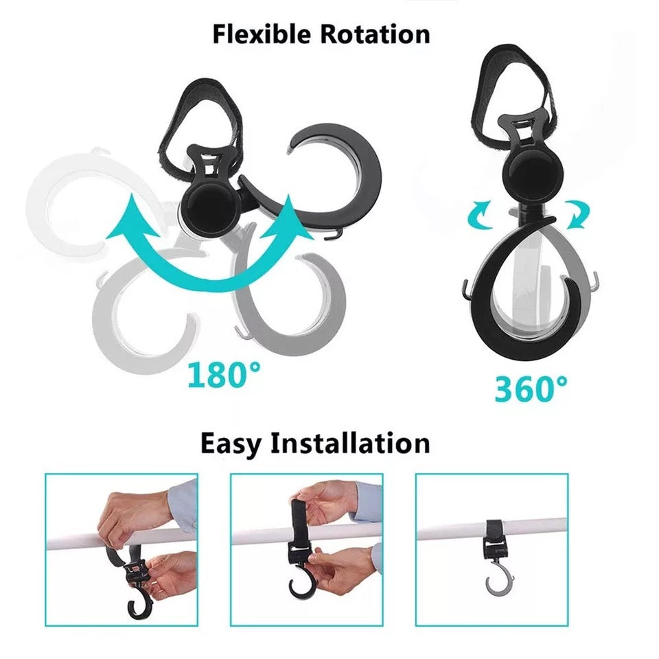 Pikkaboo - 2pcs Multi Purpose 360 Swivel Hooks - Black