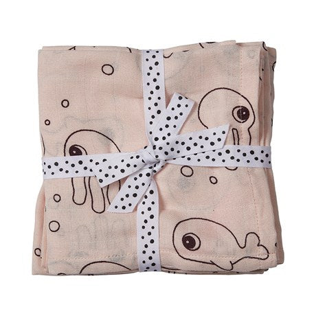 Burp cloth 2-Pack - Sea Friends Powder