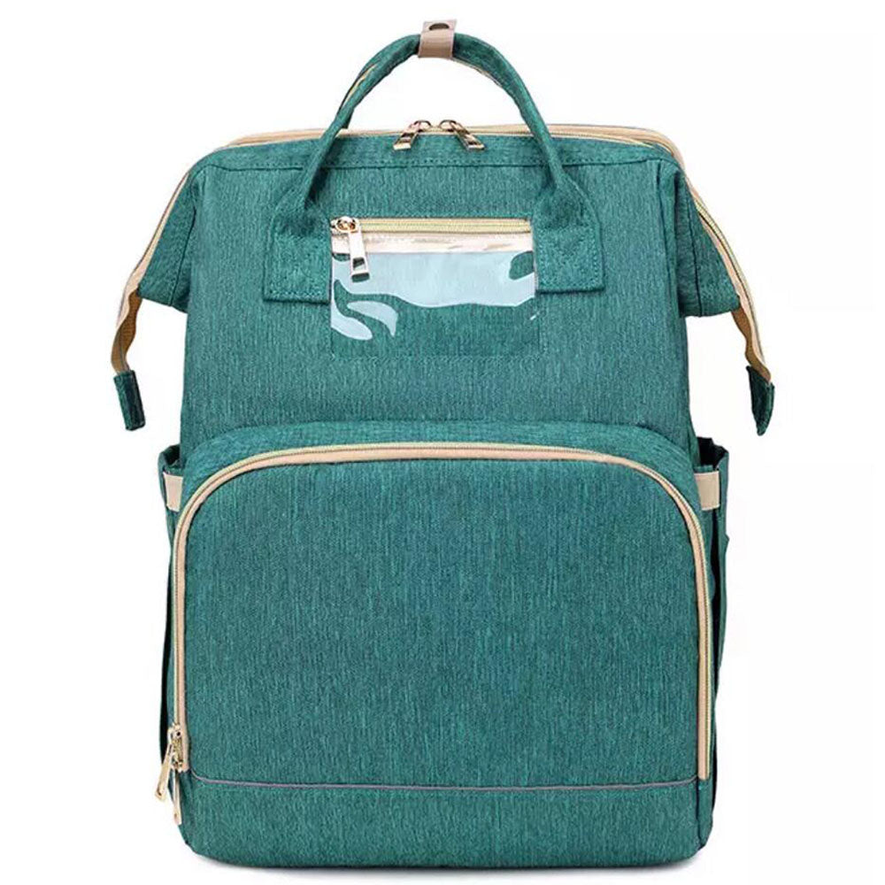4in1 Diaper Bag with Expandable Bed in Teal Green