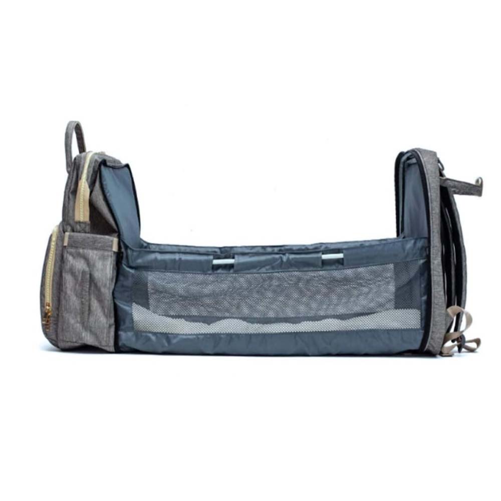 4in1 Diaper Bag with Expandable Bed in Grey