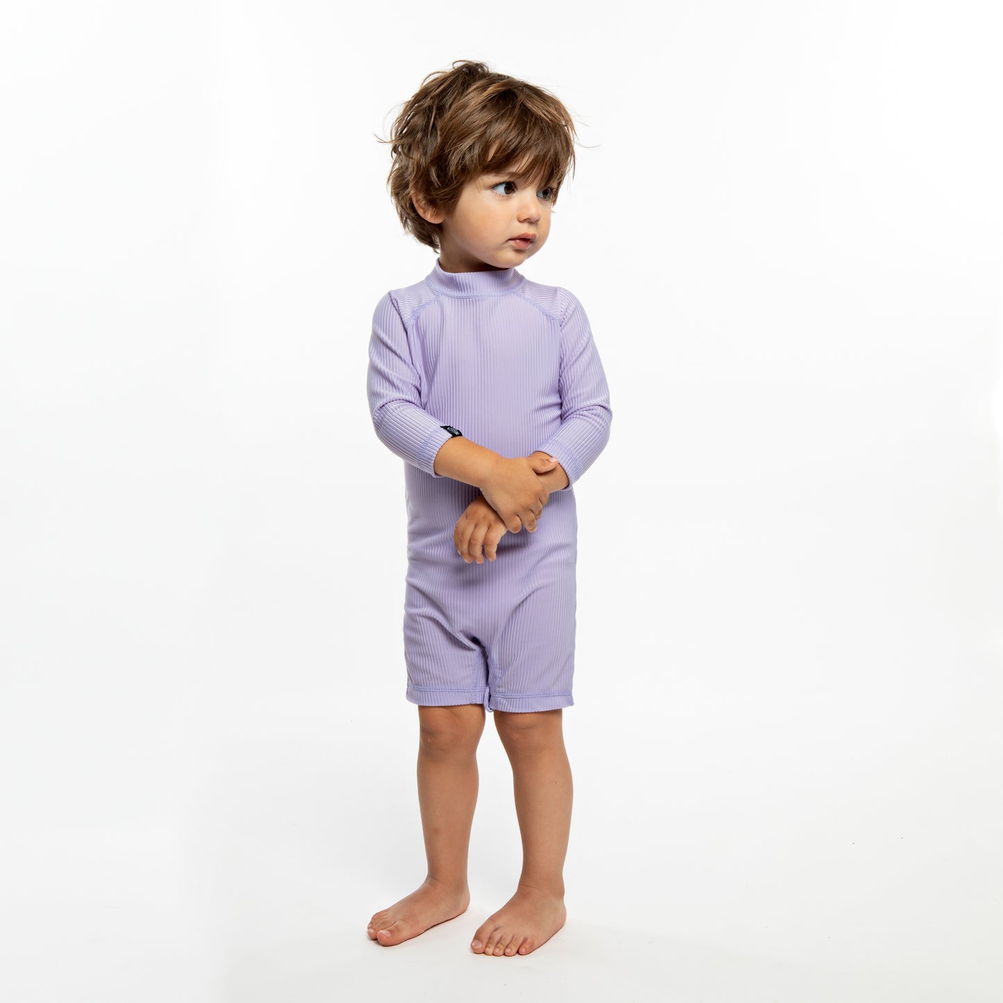 Lavender Ribbed Baby Swimsuit  Long Sleeve