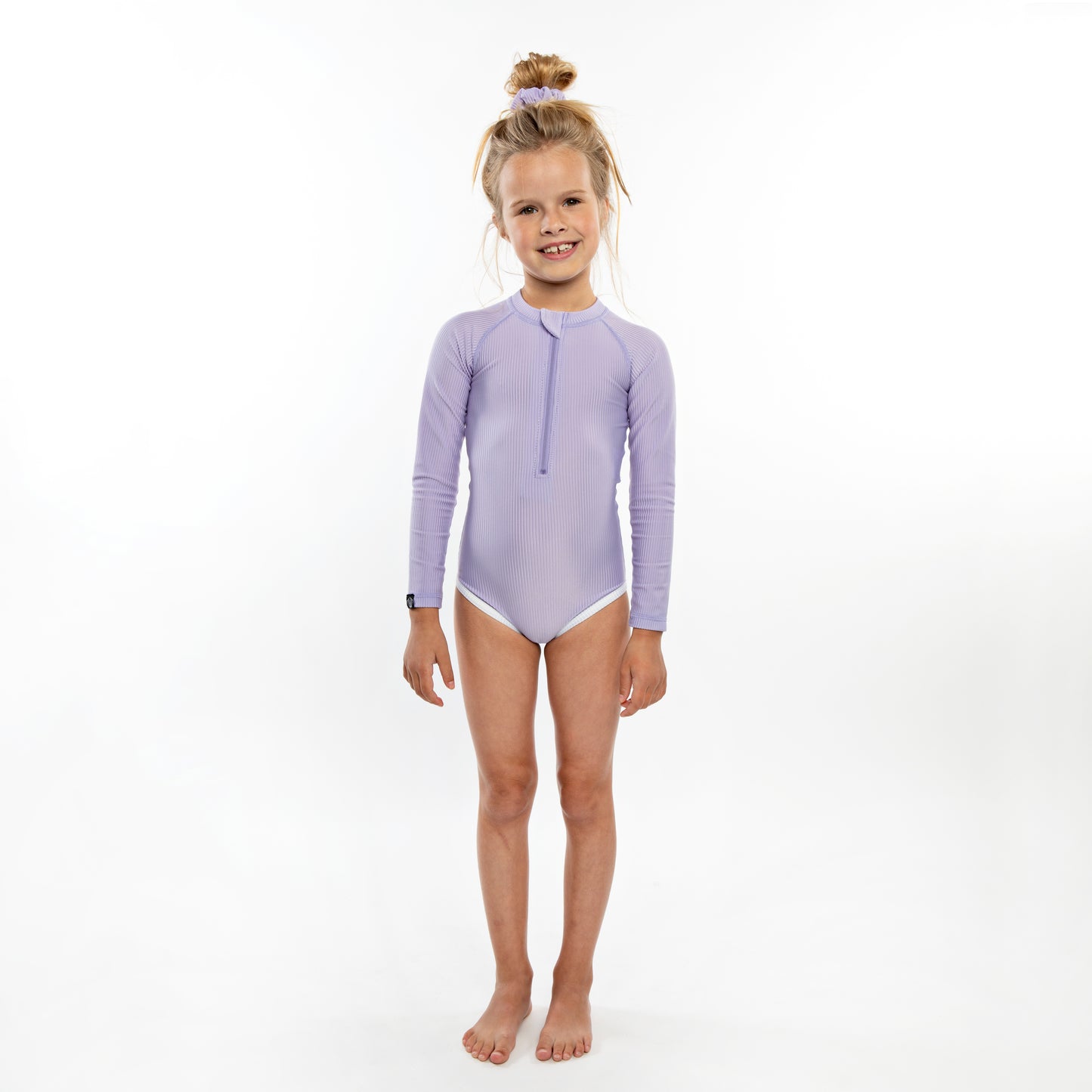Lavender Ribbed Swimsuit  Long Sleeve